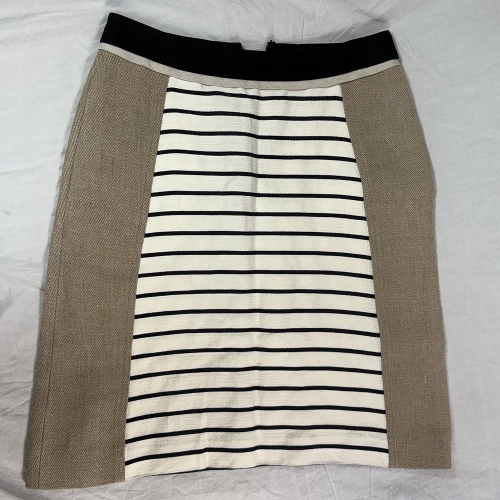 Derek Lam Design Nation Stripe Skirt Flax Hemp w/ pockets Sustainable Italy Sz 0